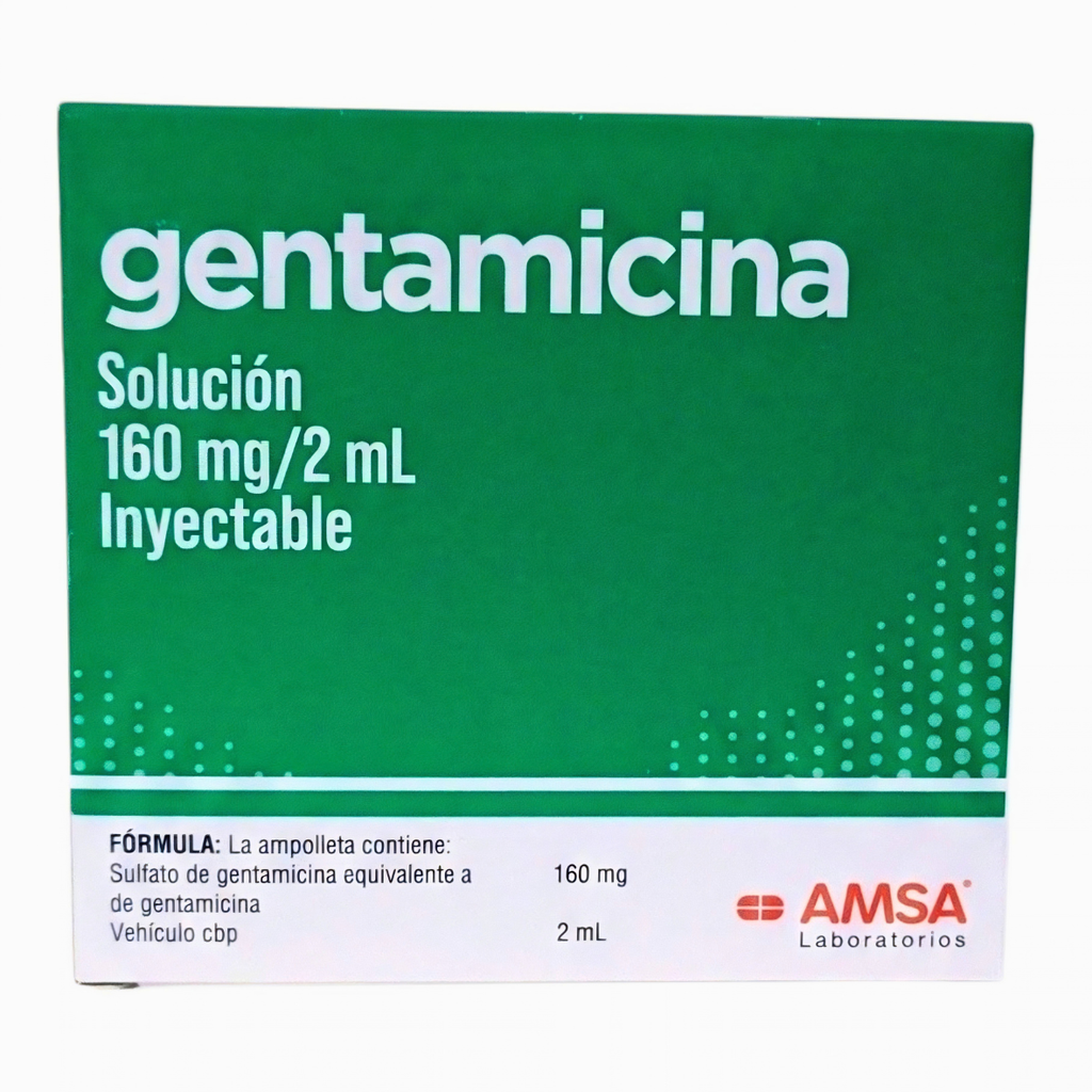 GENTAMICINA SOL INY 160 MG/2 ML C/5 AMSA | Website Farmacias Lolyta